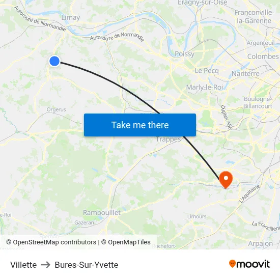 Villette to Bures-Sur-Yvette map
