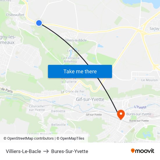 Villiers-Le-Bacle to Bures-Sur-Yvette map