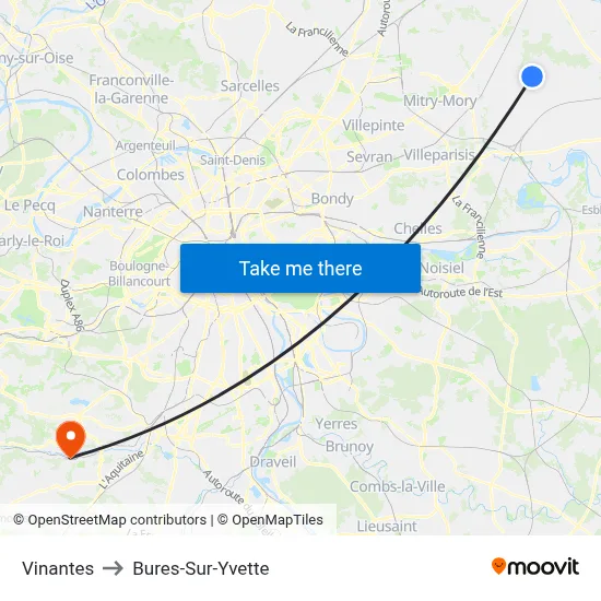 Vinantes to Bures-Sur-Yvette map