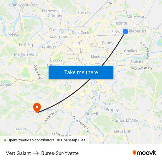 Vert Galant to Bures-Sur-Yvette map