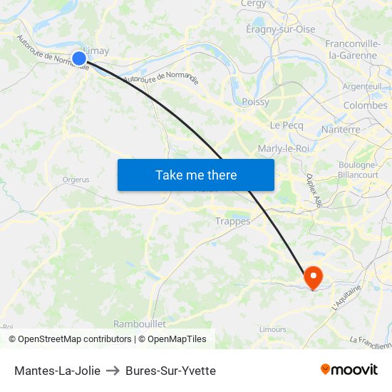 Mantes-La-Jolie to Bures-Sur-Yvette map