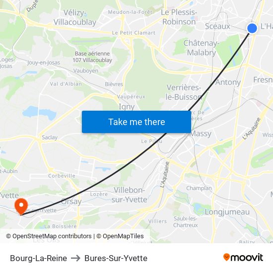 Bourg-La-Reine to Bures-Sur-Yvette map