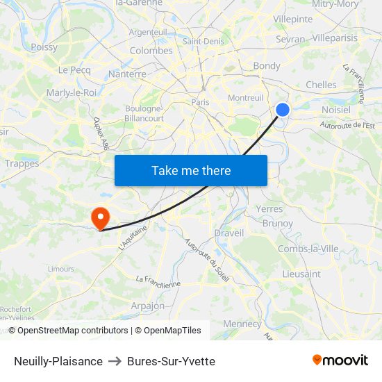 Neuilly-Plaisance to Bures-Sur-Yvette map