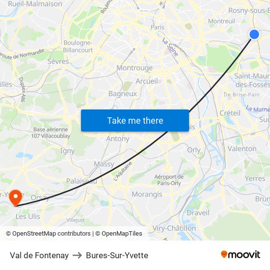 Val de Fontenay to Bures-Sur-Yvette map