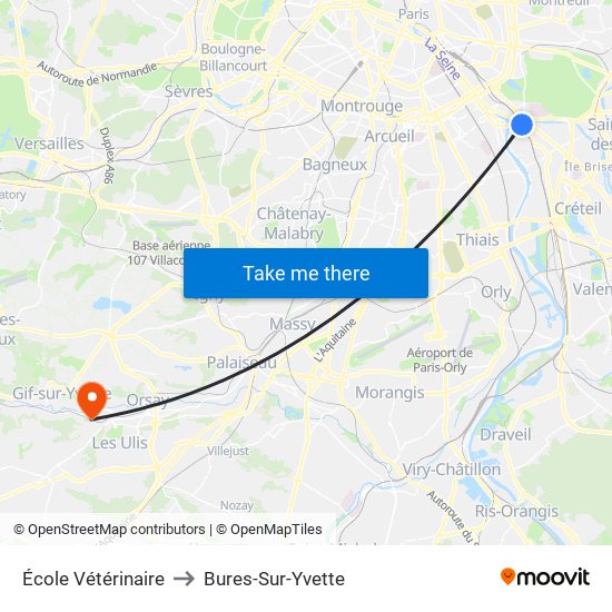 École Vétérinaire to Bures-Sur-Yvette map
