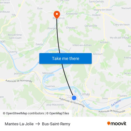 Mantes-La-Jolie to Bus-Saint-Remy map