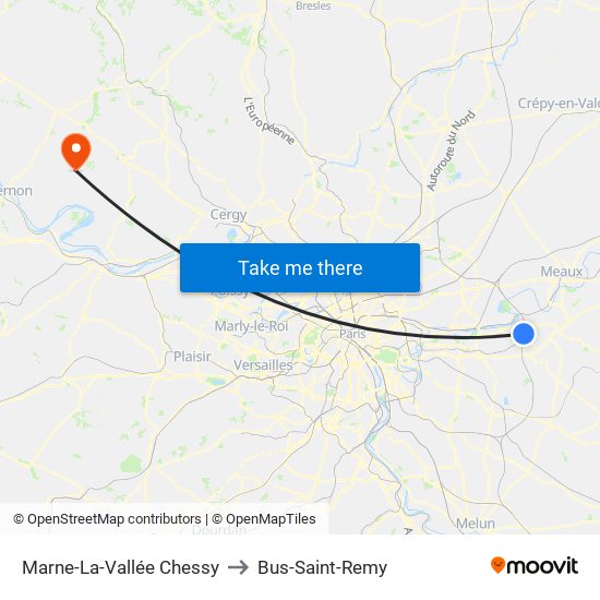 Marne-La-Vallée Chessy to Bus-Saint-Remy map
