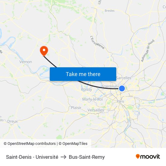 Saint-Denis - Université to Bus-Saint-Remy map