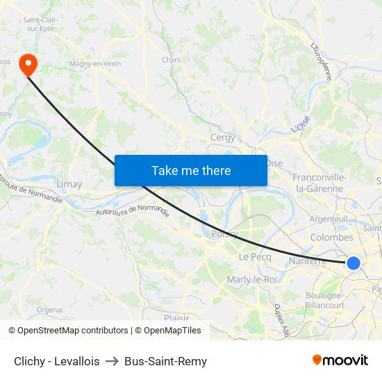 Clichy - Levallois to Bus-Saint-Remy map