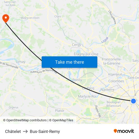 Châtelet to Bus-Saint-Remy map