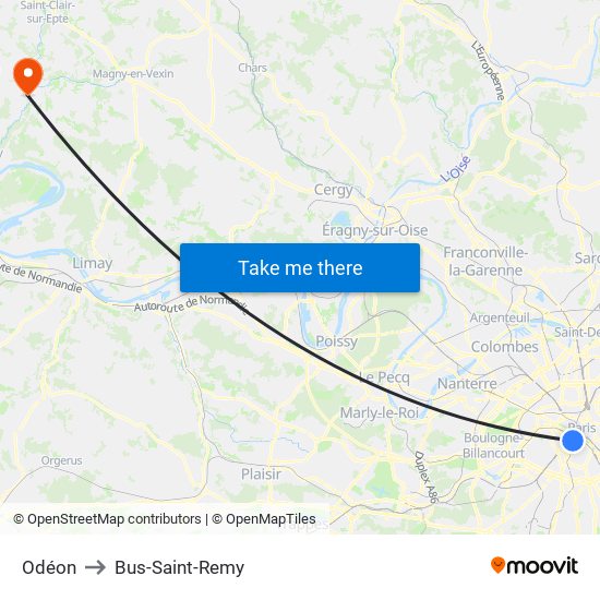 Odéon to Bus-Saint-Remy map