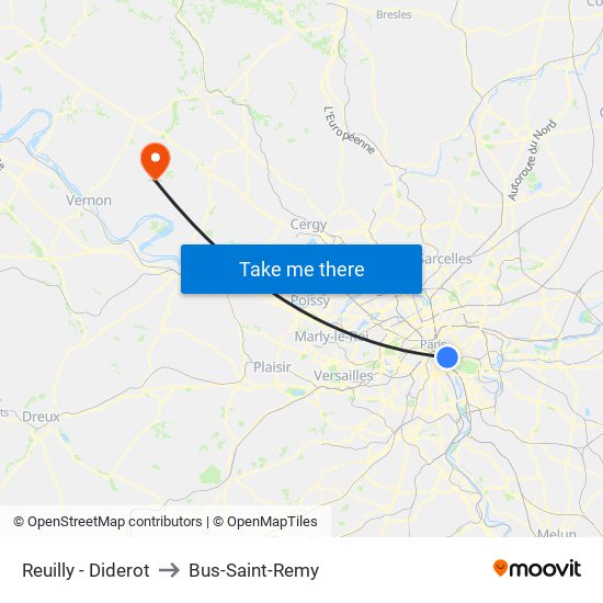 Reuilly - Diderot to Bus-Saint-Remy map