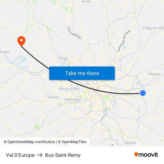 Val D'Europe to Bus-Saint-Remy map