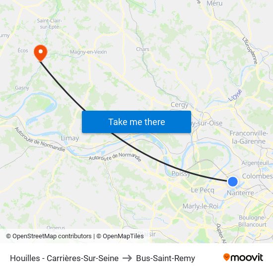 Houilles - Carrières-Sur-Seine to Bus-Saint-Remy map