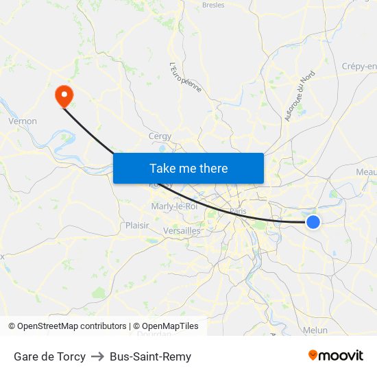 Gare de Torcy to Bus-Saint-Remy map