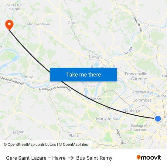 Gare Saint-Lazare – Havre to Bus-Saint-Remy map