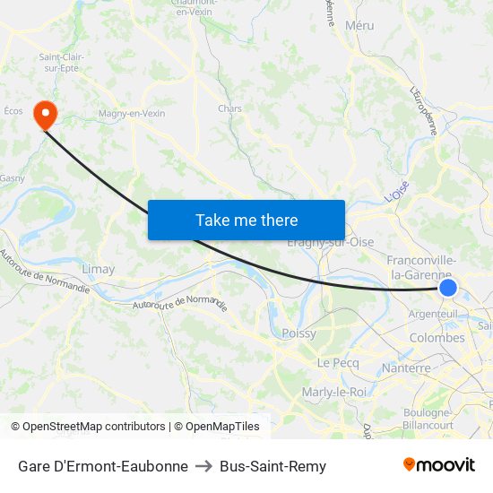 Gare D'Ermont-Eaubonne to Bus-Saint-Remy map