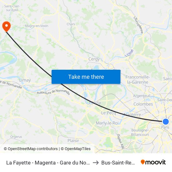 La Fayette - Magenta - Gare du Nord to Bus-Saint-Remy map