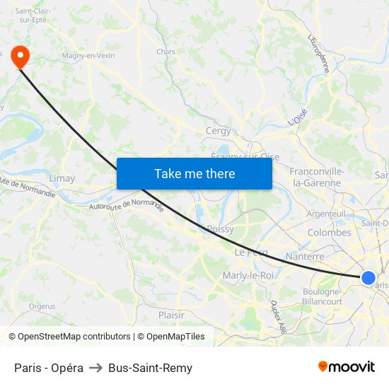 Paris - Opéra to Bus-Saint-Remy map