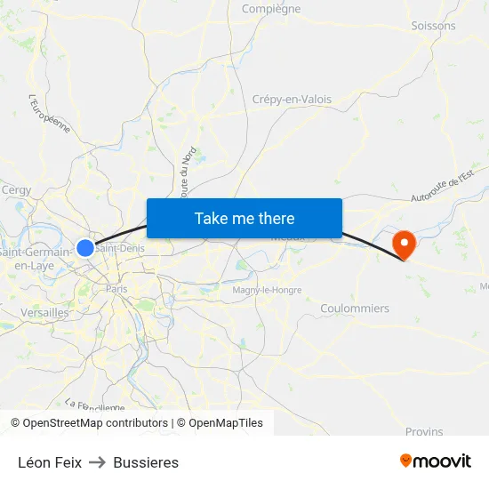 Léon Feix to Bussieres map