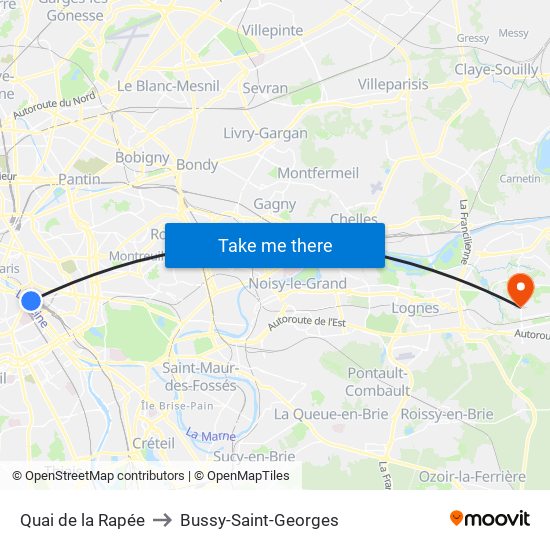 Quai de la Rapée to Bussy-Saint-Georges map