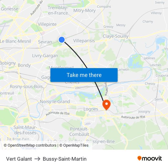 Vert Galant to Bussy-Saint-Martin map