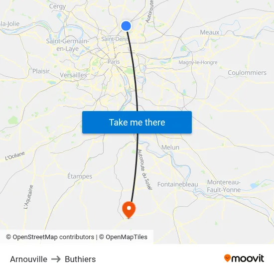 Arnouville to Buthiers map