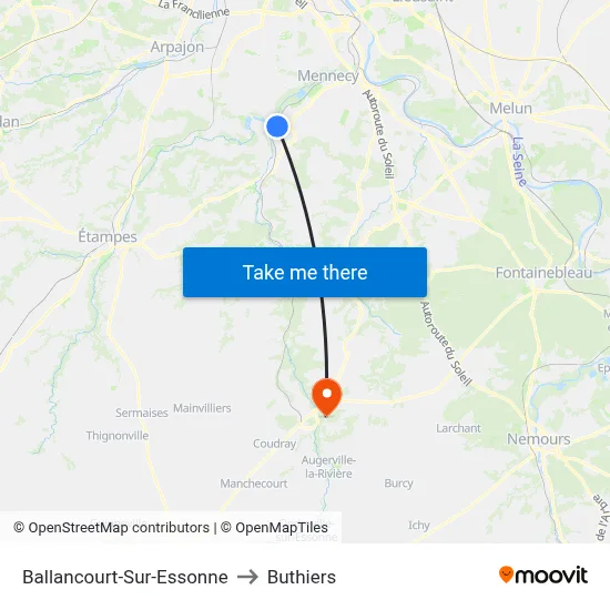 Ballancourt-Sur-Essonne to Buthiers map