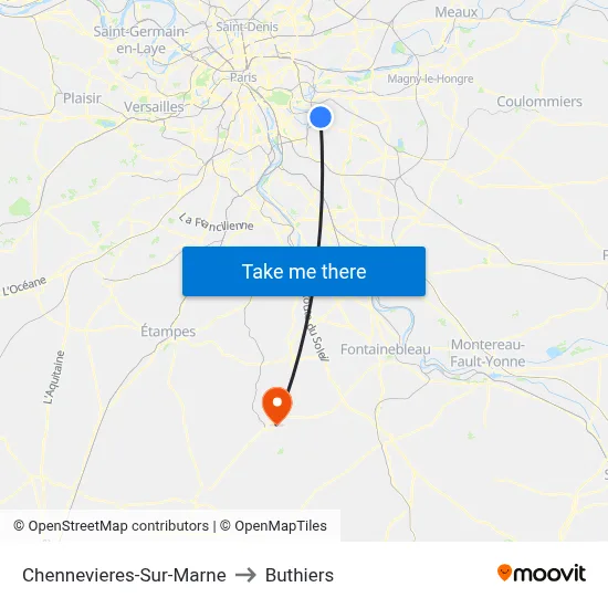 Chennevieres-Sur-Marne to Buthiers map