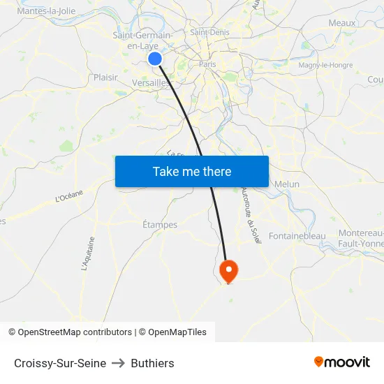 Croissy-Sur-Seine to Buthiers map