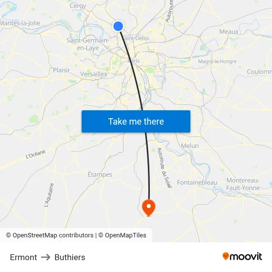 Ermont to Buthiers map