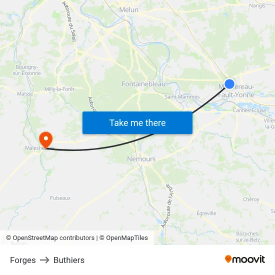 Forges to Buthiers map