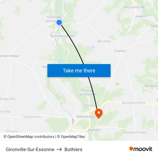 Gironville-Sur-Essonne to Buthiers map