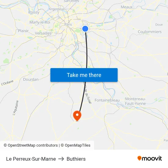 Le Perreux-Sur-Marne to Buthiers map