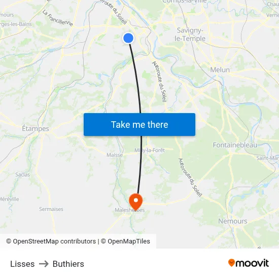Lisses to Buthiers map