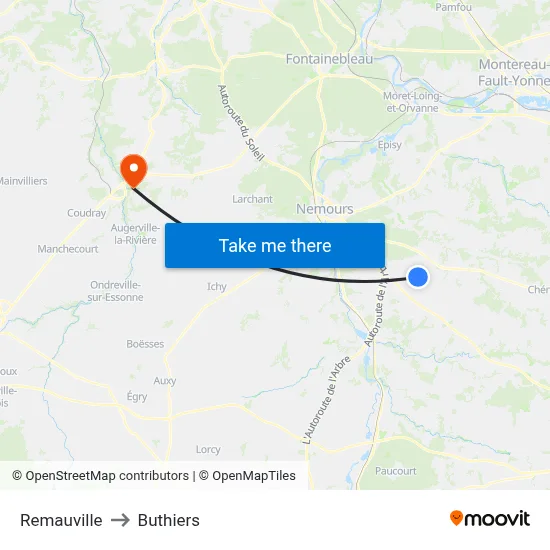 Remauville to Buthiers map