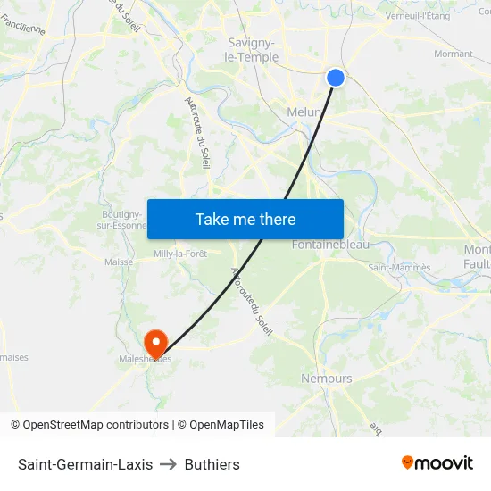 Saint-Germain-Laxis to Buthiers map
