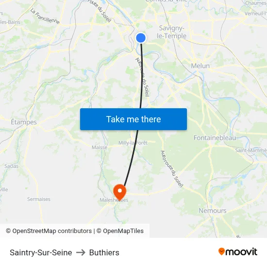 Saintry-Sur-Seine to Buthiers map