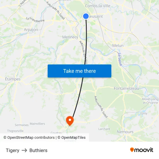 Tigery to Buthiers map