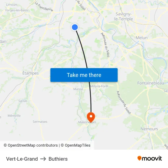 Vert-Le-Grand to Buthiers map