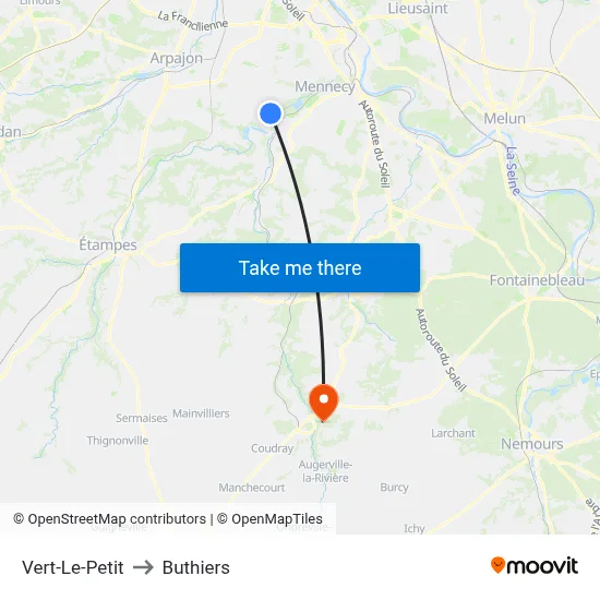 Vert-Le-Petit to Buthiers map