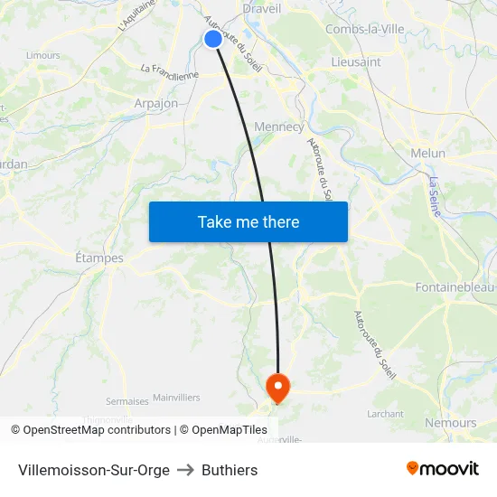 Villemoisson-Sur-Orge to Buthiers map