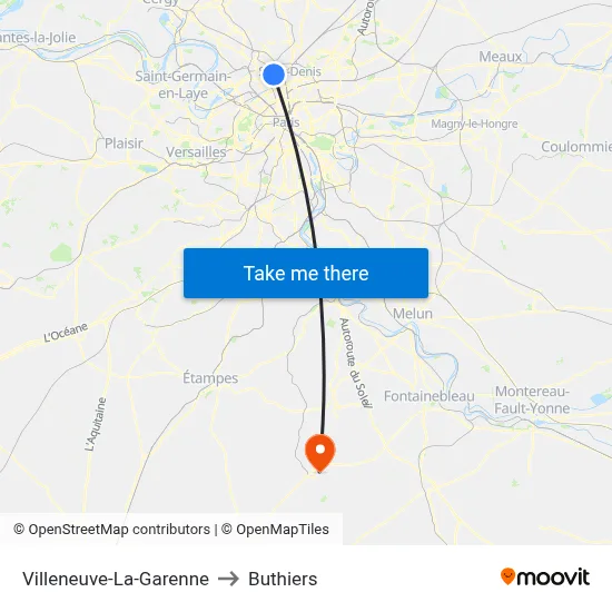 Villeneuve-La-Garenne to Buthiers map