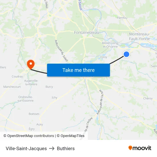 Ville-Saint-Jacques to Buthiers map