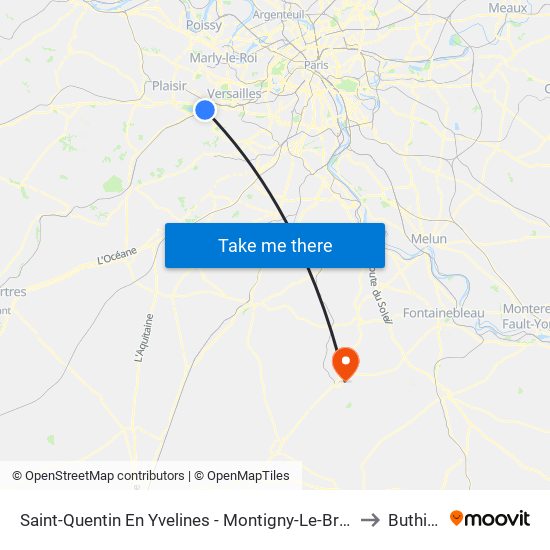 Saint-Quentin En Yvelines - Montigny-Le-Bretonneux to Buthiers map