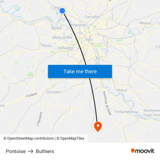 Pontoise to Buthiers map