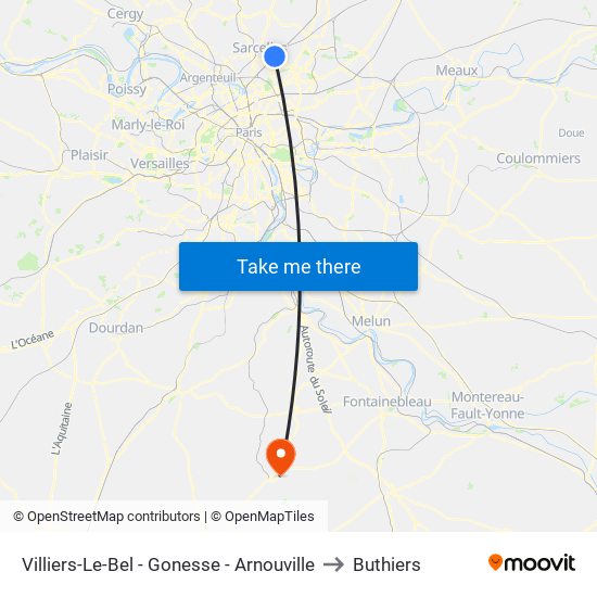 Villiers-Le-Bel - Gonesse - Arnouville to Buthiers map