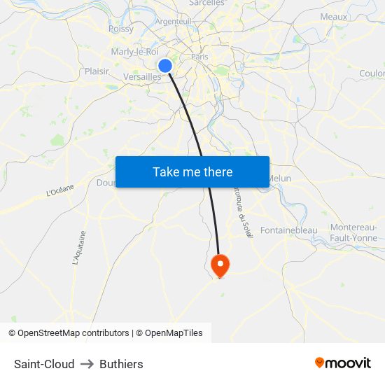 Saint-Cloud to Buthiers map