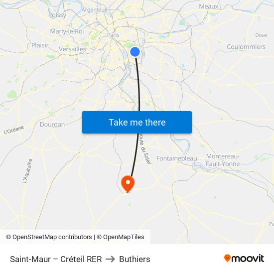 Saint-Maur – Créteil RER to Buthiers map