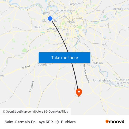 Saint-Germain-En-Laye RER to Buthiers map